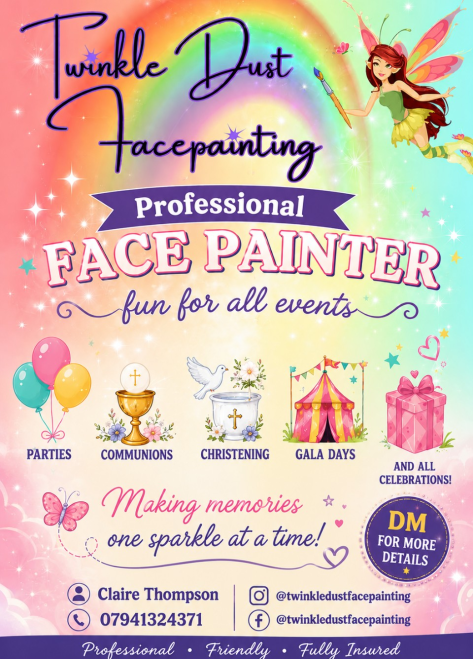Twinkle Dust Facepainting professional face painter advert